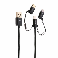 Verbatim 65385 120cm 3-in-1 microUSB / Lightning / Type C to USB-A Cable – Black